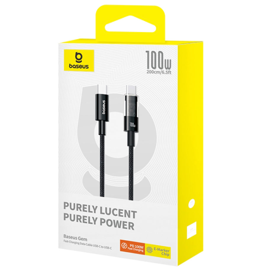 Kabl za prenos podataka i punjenje USB-C - USB-C Baseus Gem, 100W, 2m, Crni P10373000111-01