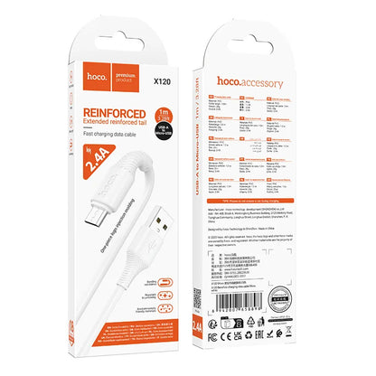 Kabl za podatke i punjenje USB-A - microUSB HOCO X120, 18W, 1m, Bela