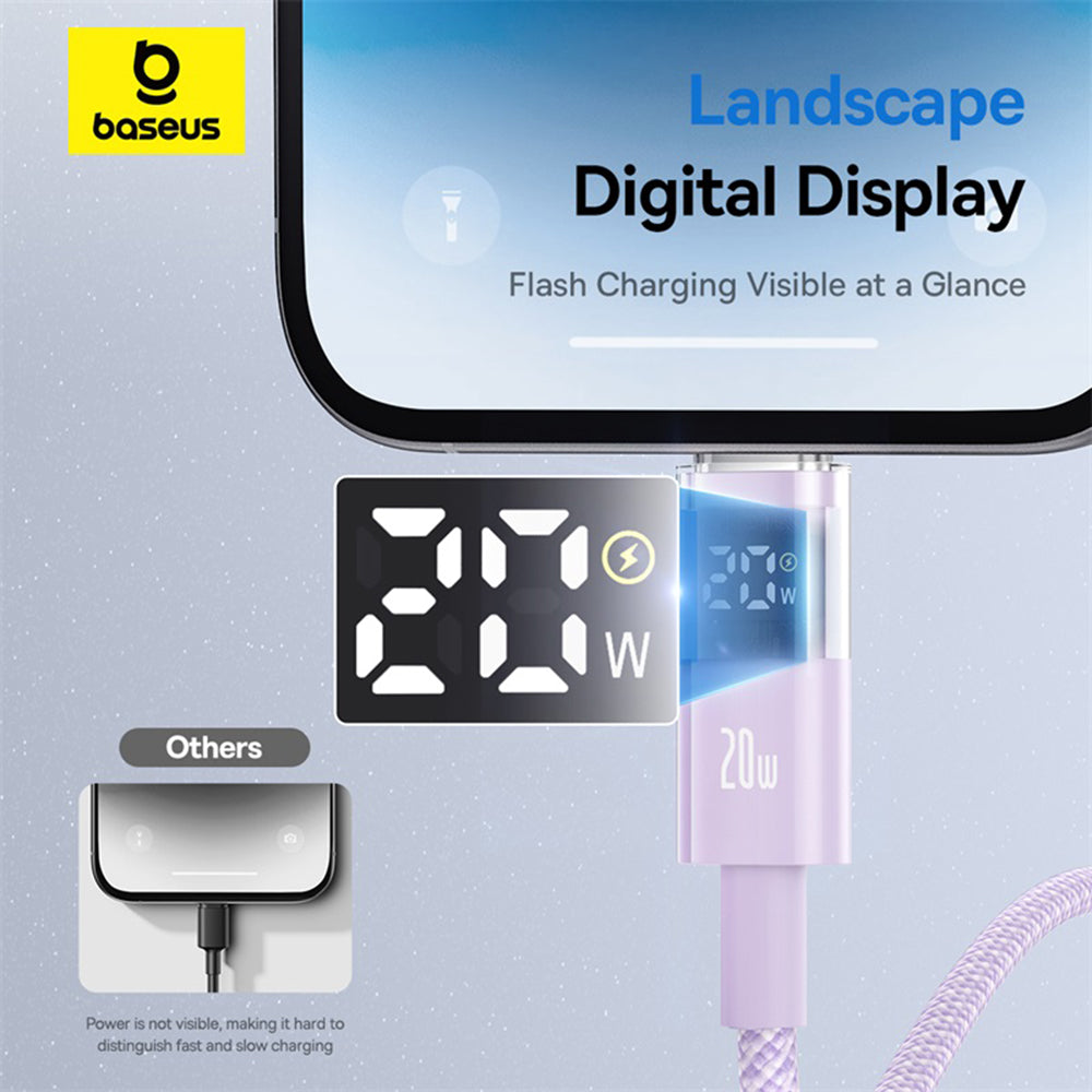 Kabl za prenos podataka i punjenje USB-C - Lightning Baseus Display 2, 20W, 1m, Ljubičasti P10382703511-00