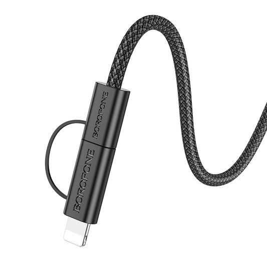 Kabl za prenos podataka i punjenje USB-C - Lightning / USB-C Borofone BX104 Primo 2in1, 60W, 1m, Crni