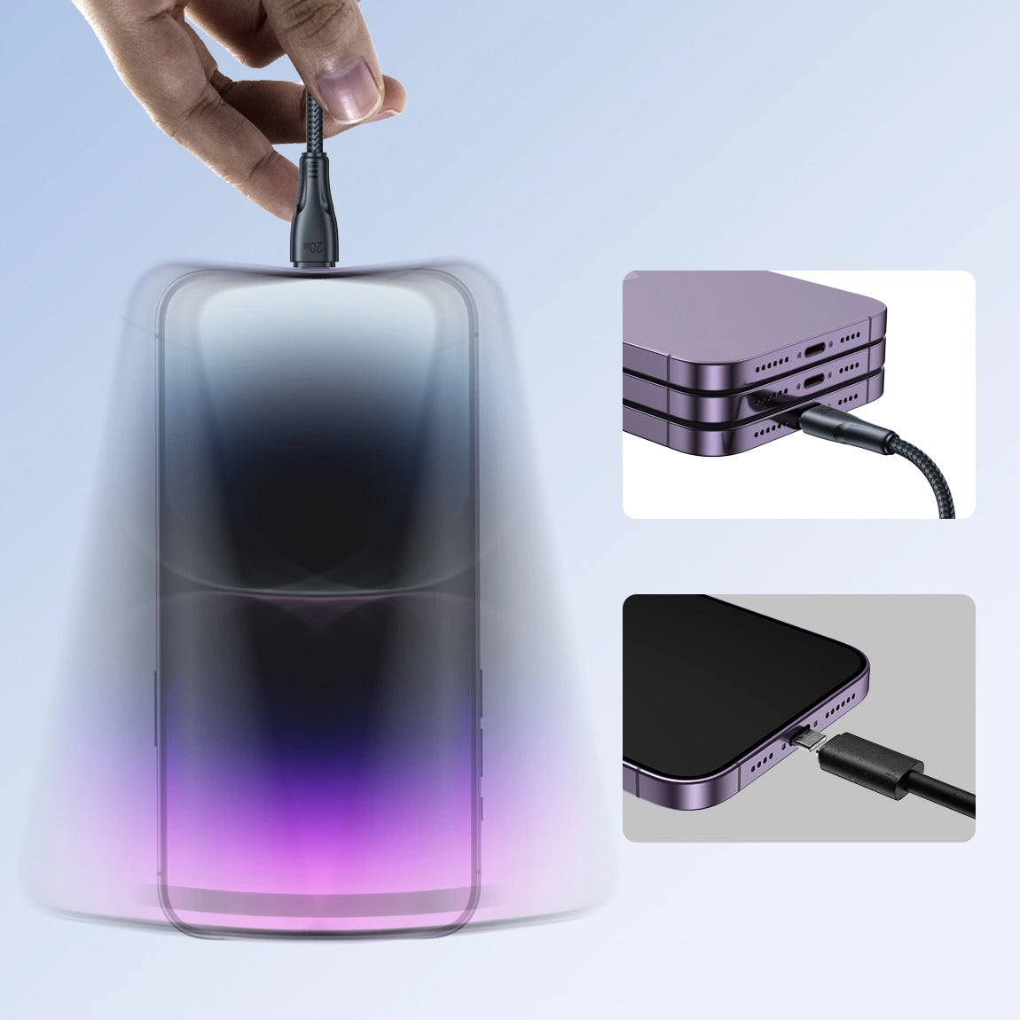 Kabl za prenos podataka i punjenje USB-C - Lightning Joyroom S-A11, 20W, 0.25m, Crni