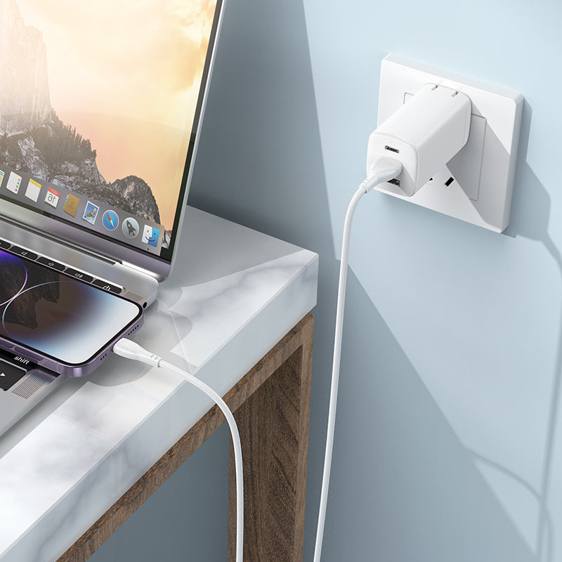 Kabl za podatke i punjenje USB-A - Lightning Borofone BX121 Energy, 18W, 1m, Bel