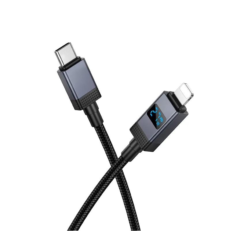 Kabl za podatke i punjenje USB-C - Lightning HOCO X118 Display, 27W, 1m, Crni