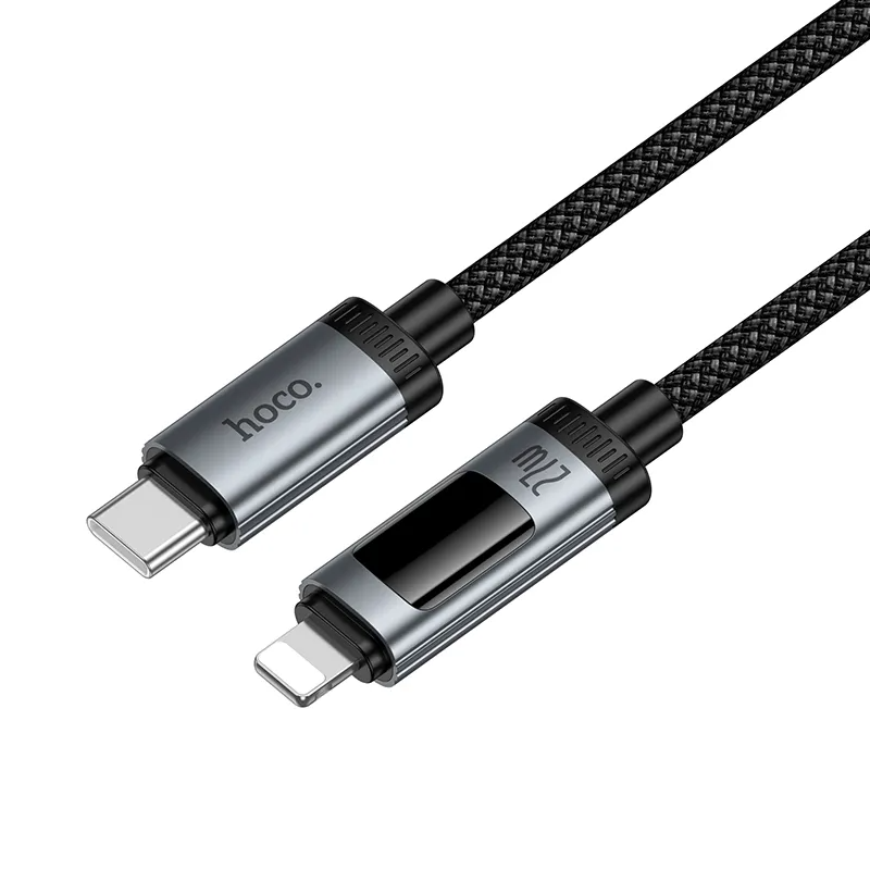 Kabl za prenos podataka i punjenje USB-C - Lightning HOCO Display U148, 27W, 1.2m, Crni