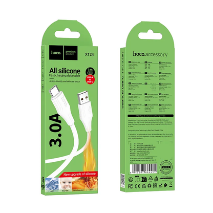 Kabl za prenos podataka i punjenje USB-A - USB-C HOCO X124, 18W, 1m, Bel