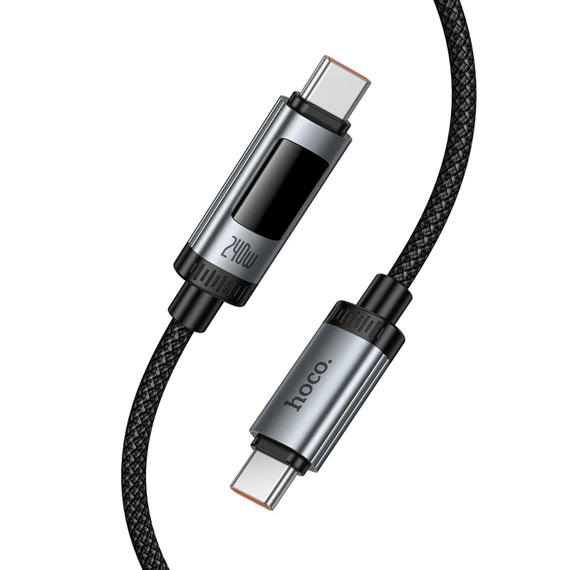 Kabl za podatke i punjenje USB-C - USB-C HOCO Display U148, 240W, 1.2m, Crni