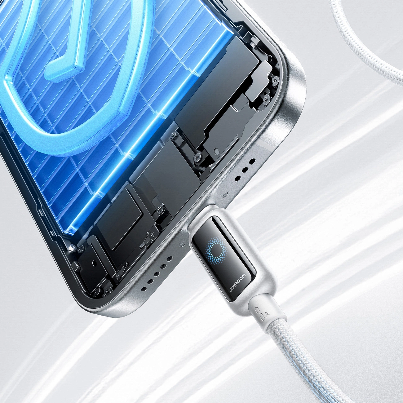 Kabl za prenos podataka i punjenje USB-A - Lightning Joyroom S-A55 StarFlight Display, 18W, 1.2m, Bela