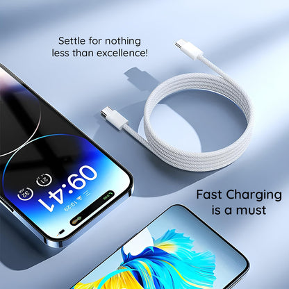 Kabl za podatke i punjenje USB-C - USB-C Lito LD04CC, 60W, 2m, Beli
