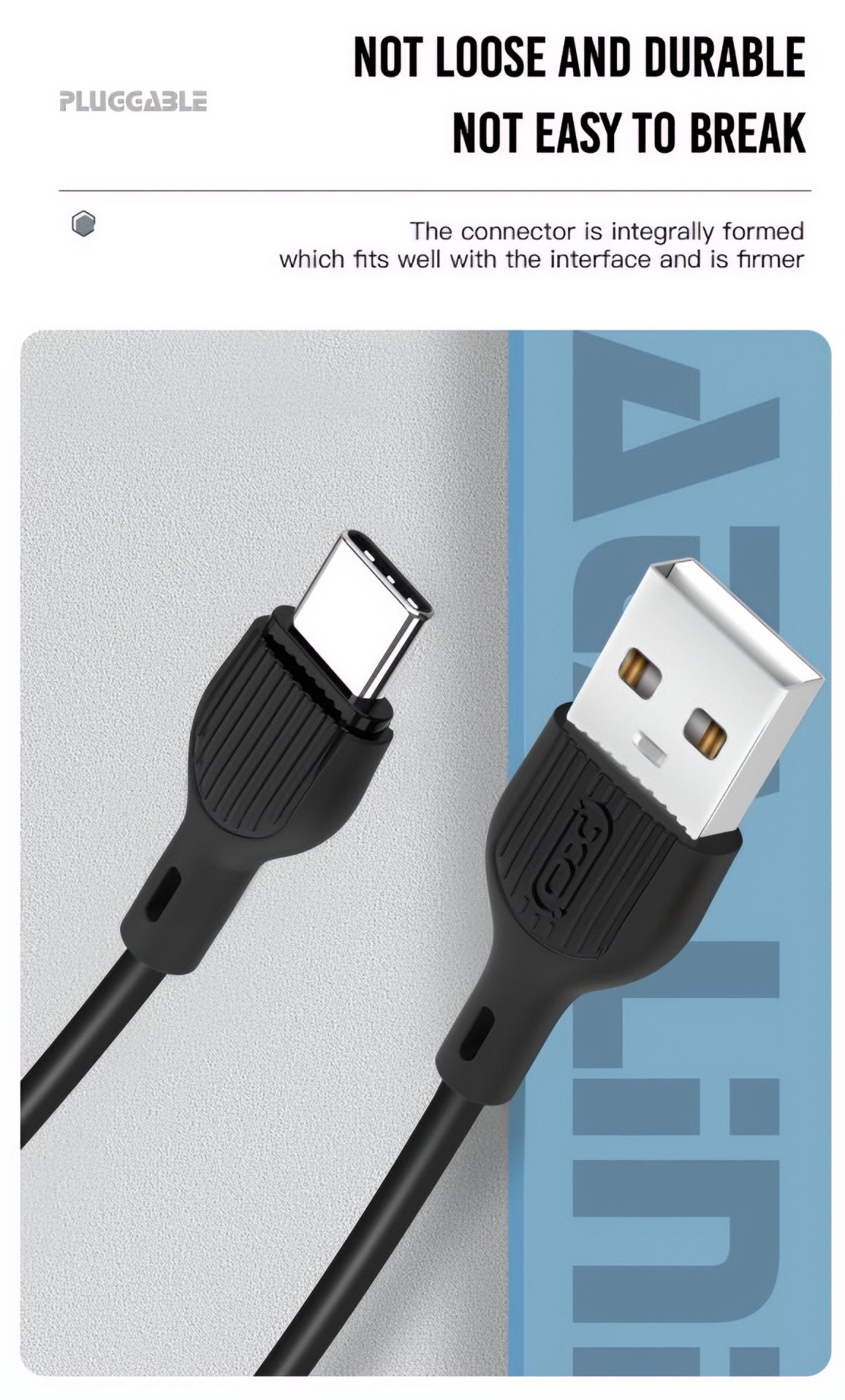 Kabl za podatke i punjenje USB-A - USB-C XO Design NB200, 10W, 1m, Crni