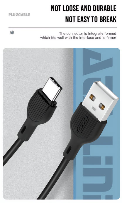 Kabl za podatke i punjenje USB-A - USB-C XO Design NB200, 10W, 1m, Crni