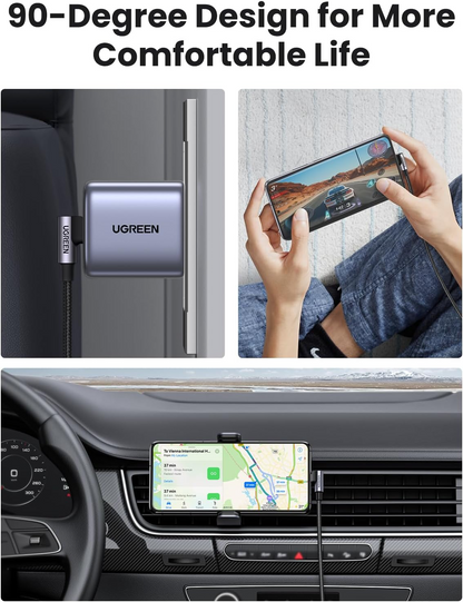 Kabl za prenos podataka i punjenje USB-C - USB-C UGREEN US255 Angled, 60W, 3m, Sivi