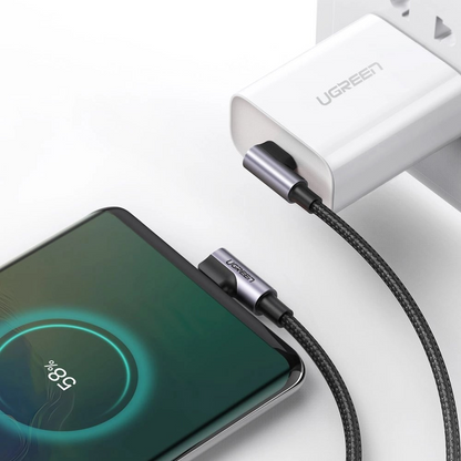 Kabl za podatke i punjenje USB-C - USB-C UGREEN US323 Angled, 60W, 2m, Crni