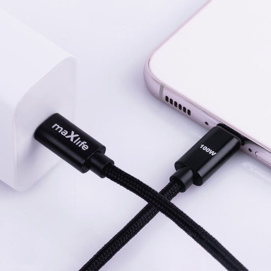 Kabl za podatke i punjenje USB-C - USB-C MaXlife MXUC-12, 100W, 1m, Crni