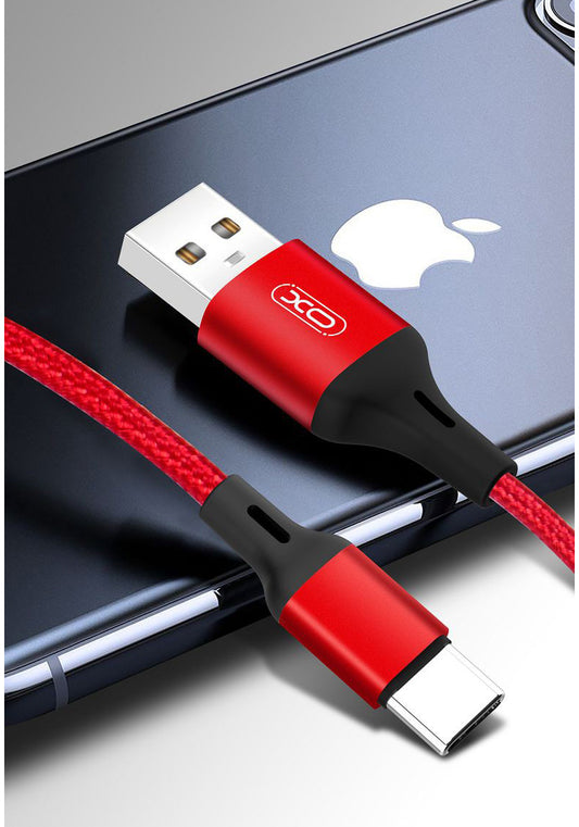Kabl za podatke i punjenje USB-A - USB-C XO Design NB143, 18W, 2m, Crveni