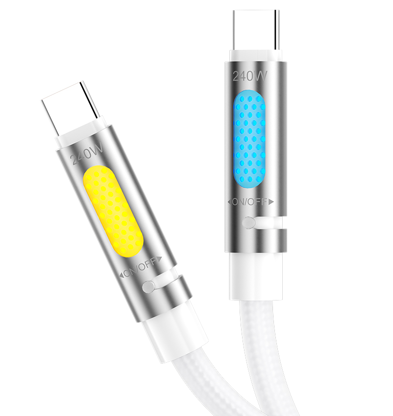 USB-C - USB-C BWOO X325C-C Led kabl za prenos podataka i punjenje, 240W, 1.2m, Bela