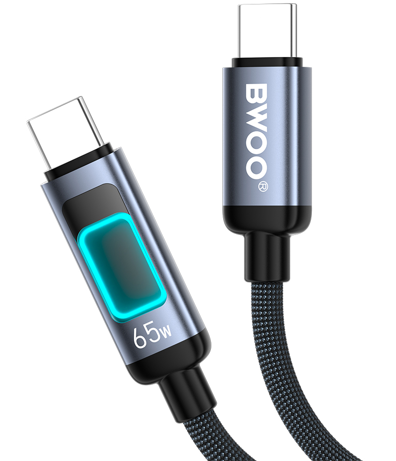 Kabl za prenos podataka i punjenje USB-C - USB-C BWOO X324CC Display, 65W, 1m, Crni