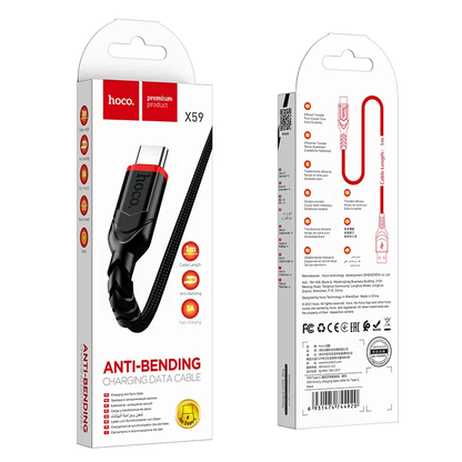 Kabl za podatke i punjenje USB-A - USB-C HOCO X59 Victory, 18W, 1m, Crni