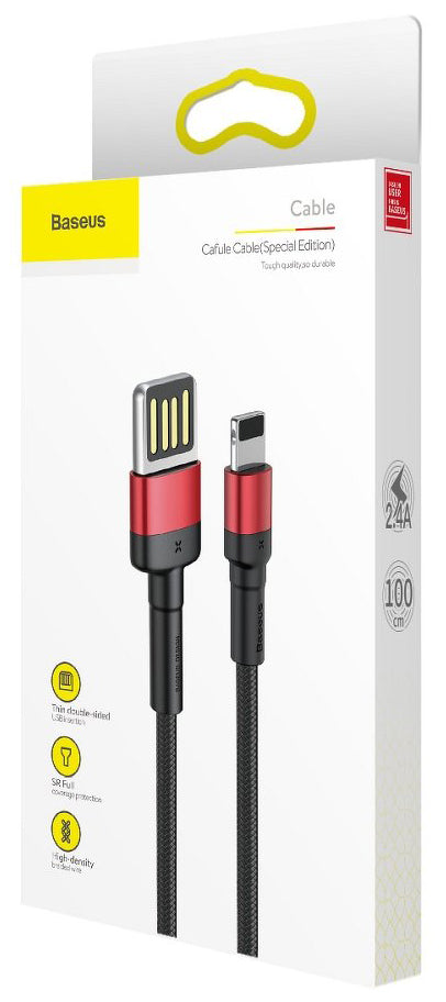 Kabl za prenos podataka i punjenje USB-A - Lightning Baseus Cafule Special Edition, 18W, 1m, Crveni CALKLF-G91