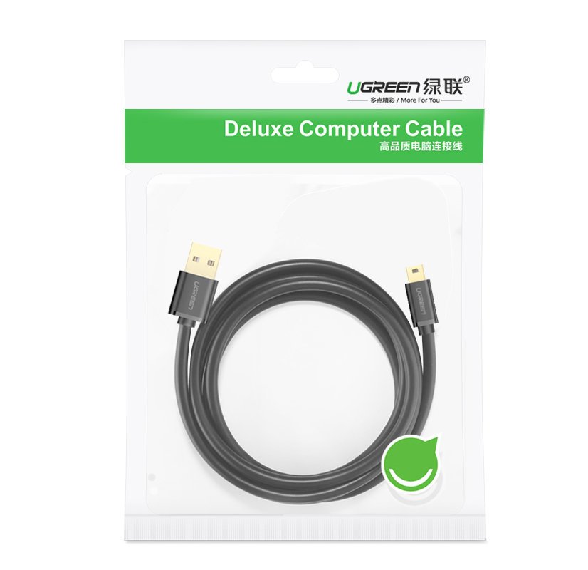 Kabl za Prenos Podataka i Punjenje USB-A - miniUSB UGREEN US132, 2m, Crni