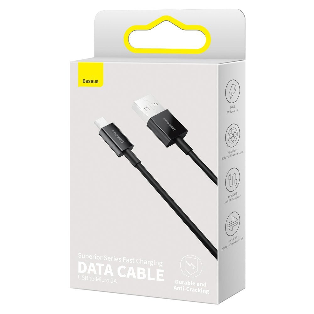 Kabel za Prijenos Podataka i Punjenje USB-A - microUSB Baseus Superior Series, 18W, 1m, Crni CAMYS-01
