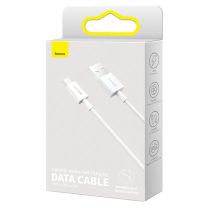 Kabel za Prijenos Podataka i Punjenje USB-A - microUSB Baseus Superior Series, 18W, 1m, Bijeli CAMYS-02