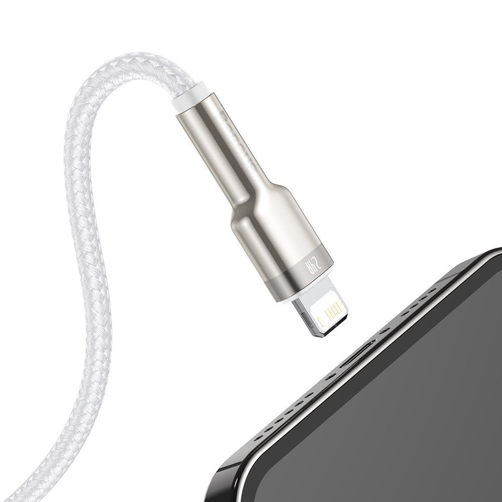 Kabl za Prenos Podataka i Punjenje USB-A - Lightning Baseus Cafule Metal Series, 18W, 1m, Beli CALJK-A02