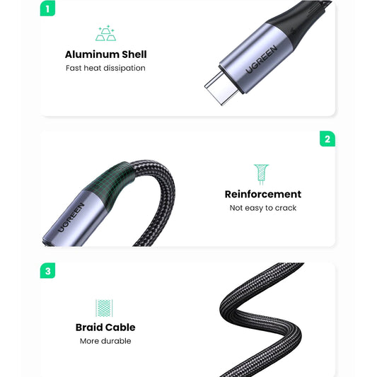 USB-C Data and Charging Cable - USB-C UGREEN US355, 100W, 1m, Black