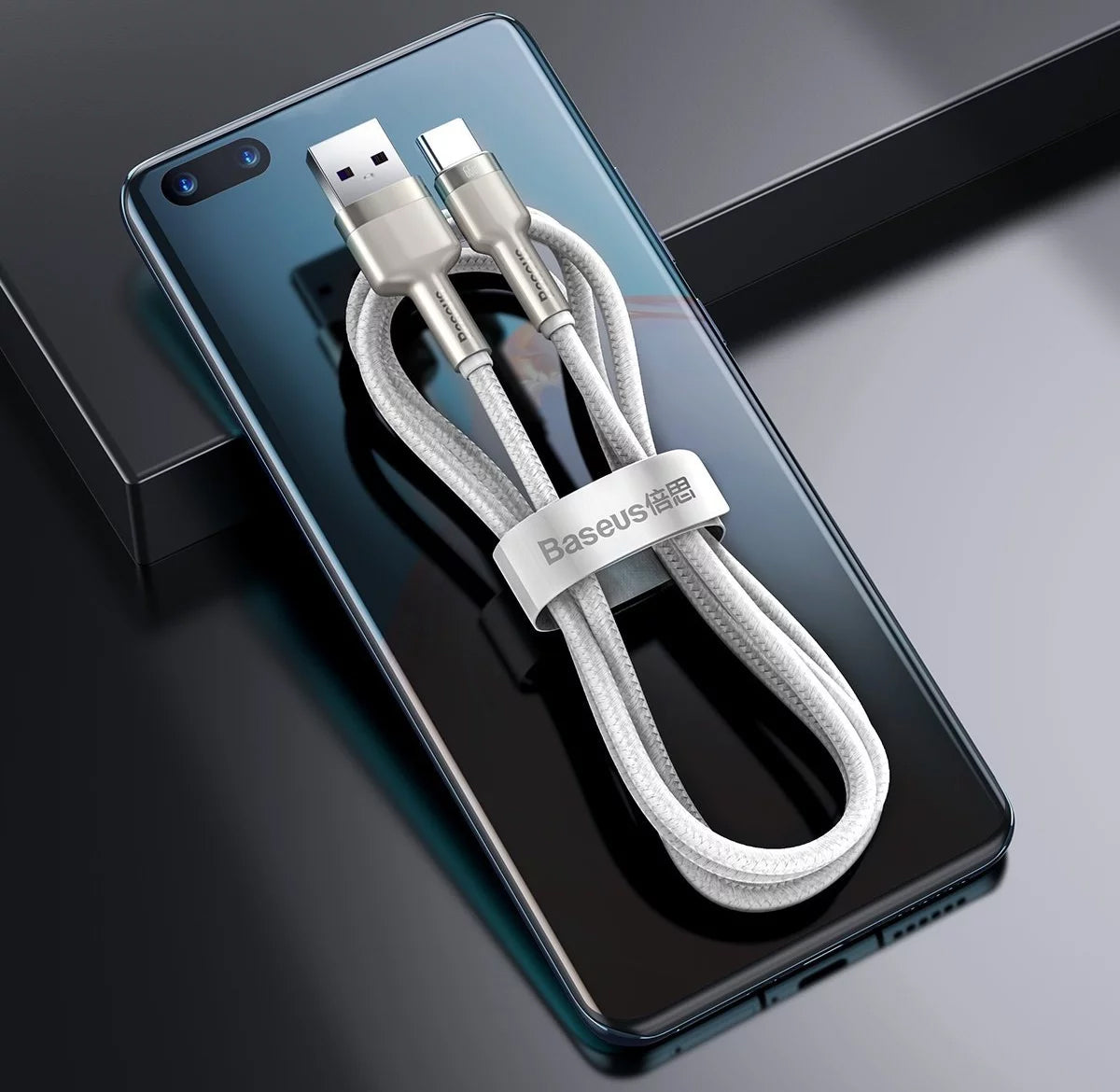 Kabl za Prenos Podataka i Punjenje USB-A - USB-C Baseus Cafule Metal Series, 66W, 1m, Beli CAKF000102