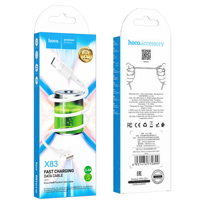 Kabl za Prenos Podataka i Punjenje USB-A - microUSB HOCO X83 Victory, 18W, 1m, Beli