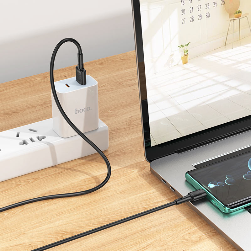 Kabl za prenos podataka i punjenje USB-A - USB-C HOCO X83 Victory, 20W, 1m, Crni