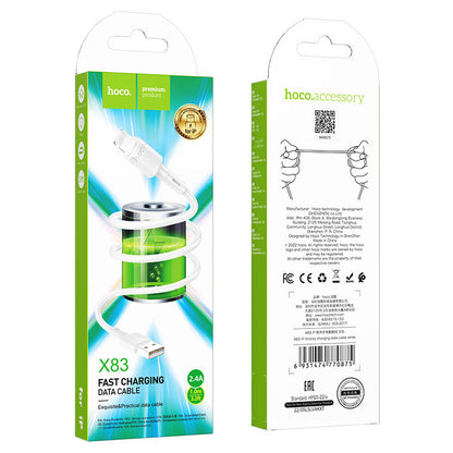 Kabl za Prenos Podataka i Punjenje USB-A - Lightning HOCO X83 Victory, 18W, 1m, Bel