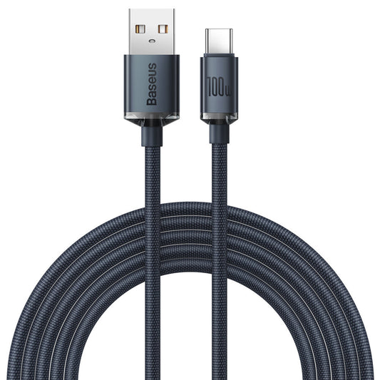 USB-A to USB-C Baseus Crystal Shine Series Data and Charging Cable, 100W, 2m, Black CAJY000501 CAJY000501 
