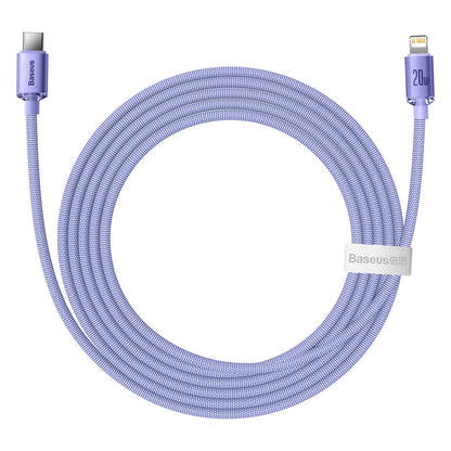 Kabl za prenos podataka i punjenje USB-C - Lightning Baseus Crystal Shine Series, 20W, 2m, Ljubičasti CAJY000305