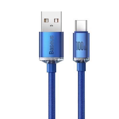 Kabel za Prijenos Podataka i Punjenje USB-A - USB-C Baseus Crystal Shine Series, 100W, 2m, Plavi CAJY000503
