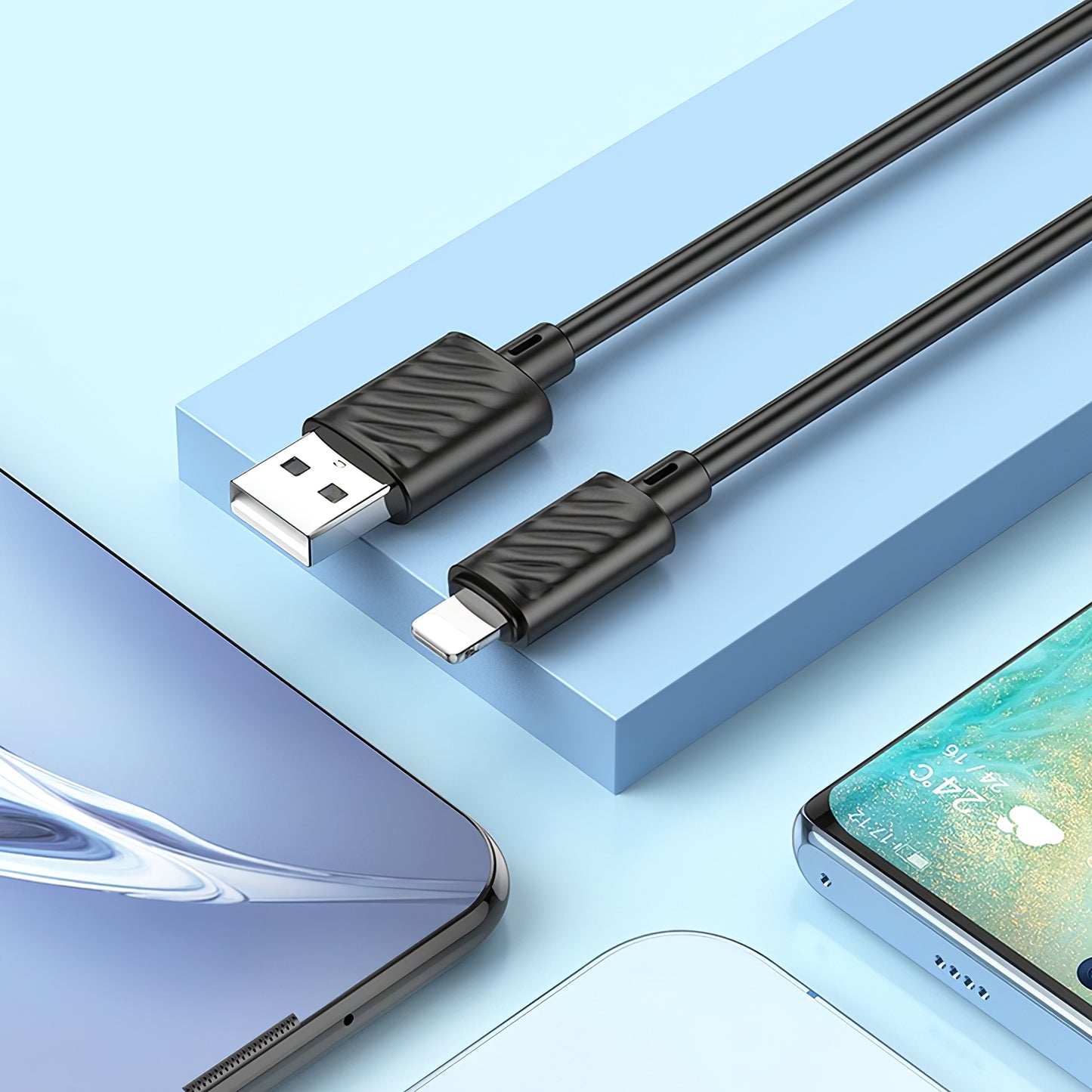 HOCO X88 USB-A - Lightning Data and Charging Cable, 18W, 1m, Black 