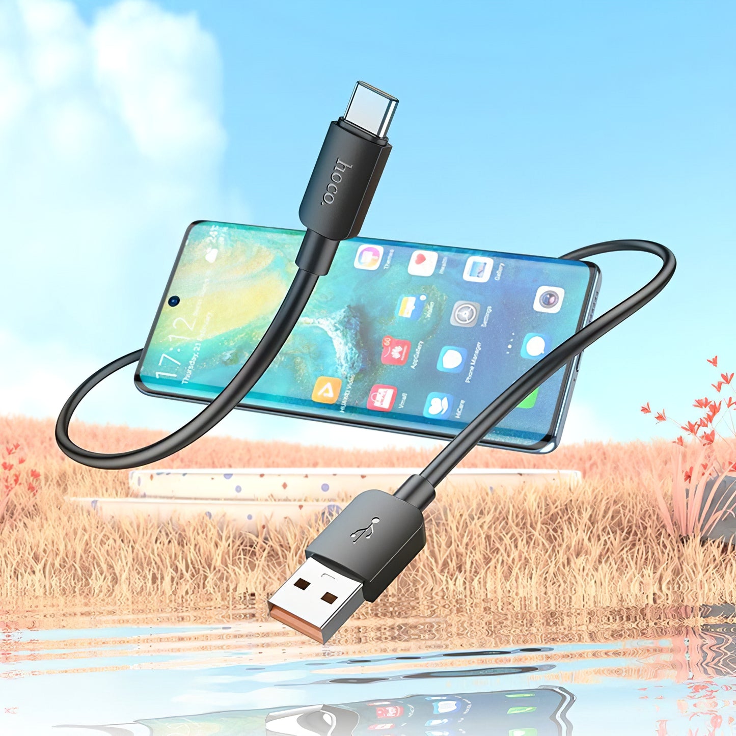 Kabel za Prijenos Podataka i Punjenje USB-A - USB-C HOCO X96, 100W, 1m, Crni