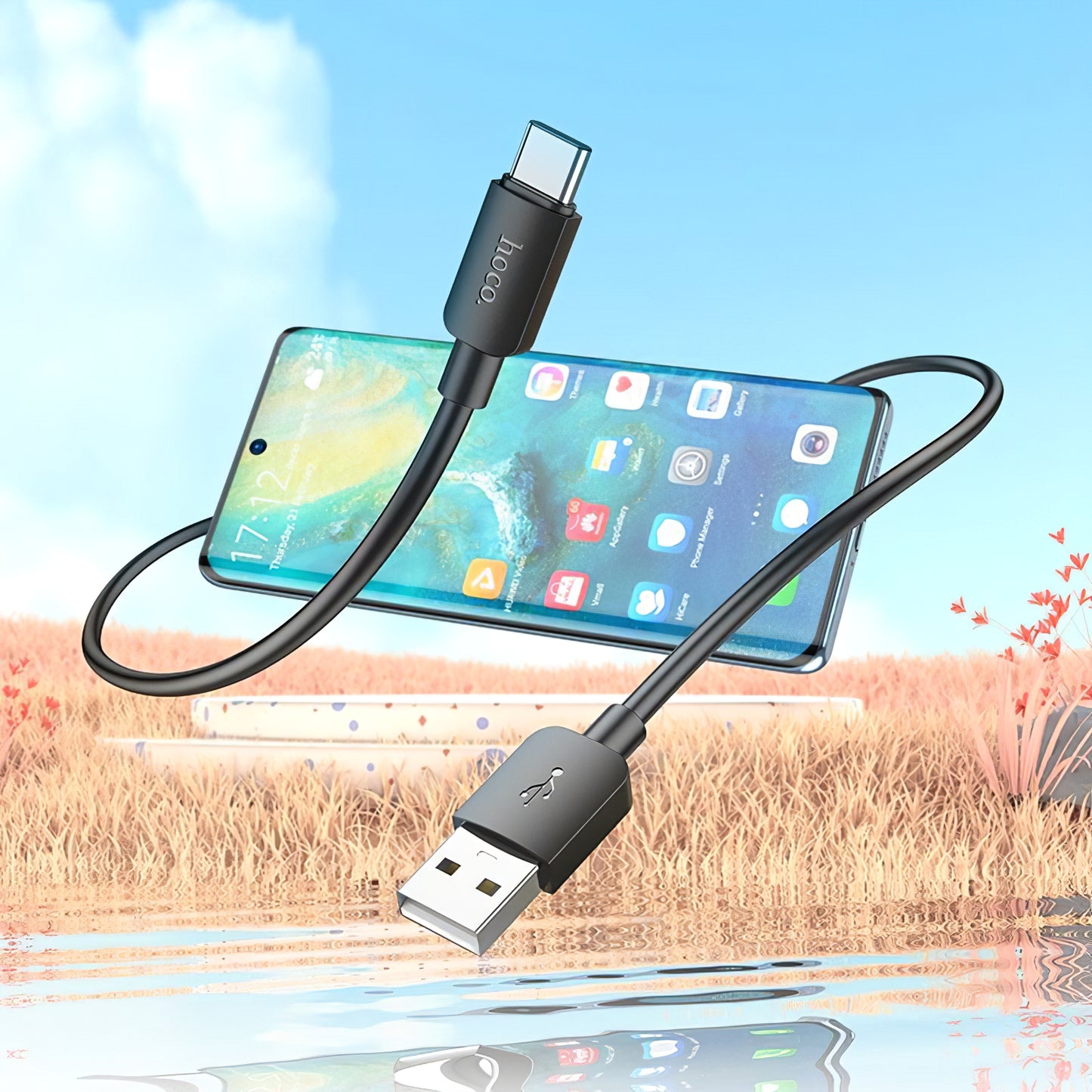 Kabl za prenos podataka i punjenje USB-A - USB-C HOCO X96, 27W, 1m, Crni