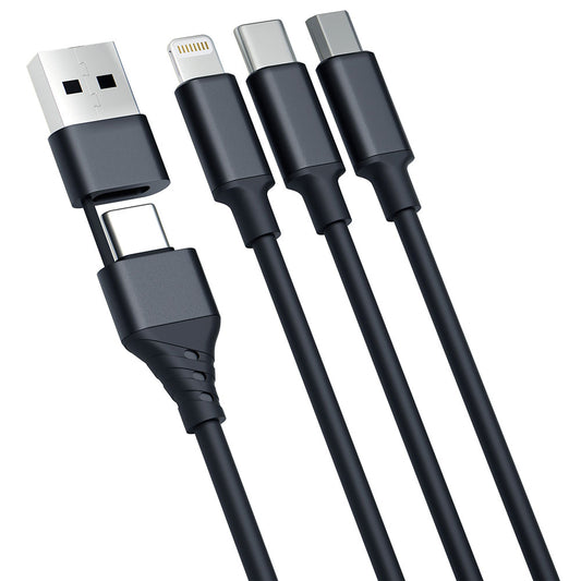 Charging Cable USB-A / USB-C - Lightning / microUSB / USB-C 3MK Hyper 3in1, 12W, 1.5m, Black 