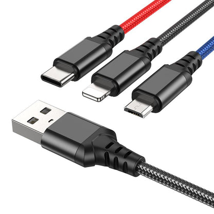 Kabl za punjenje USB-A - Lightning / microUSB / USB-C HOCO X76 3u1, 18W, 1m, Višebojni