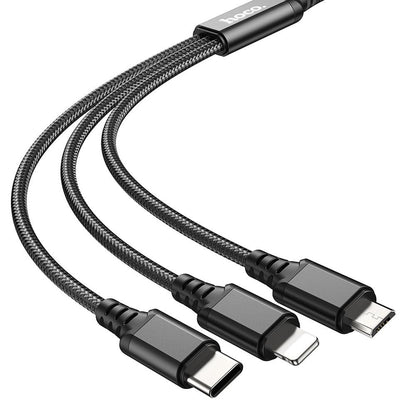 Kabl za punjenje USB-A - Lightning / microUSB / USB-C HOCO X76 3u1, 18W, 1m, Crni