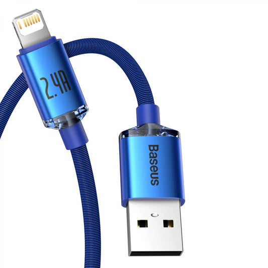 Kabel za Prijenos Podataka i Punjenje USB-A - Lightning Baseus Crystal Shine Series, 18W, 2m, Plavi CAJY000103
