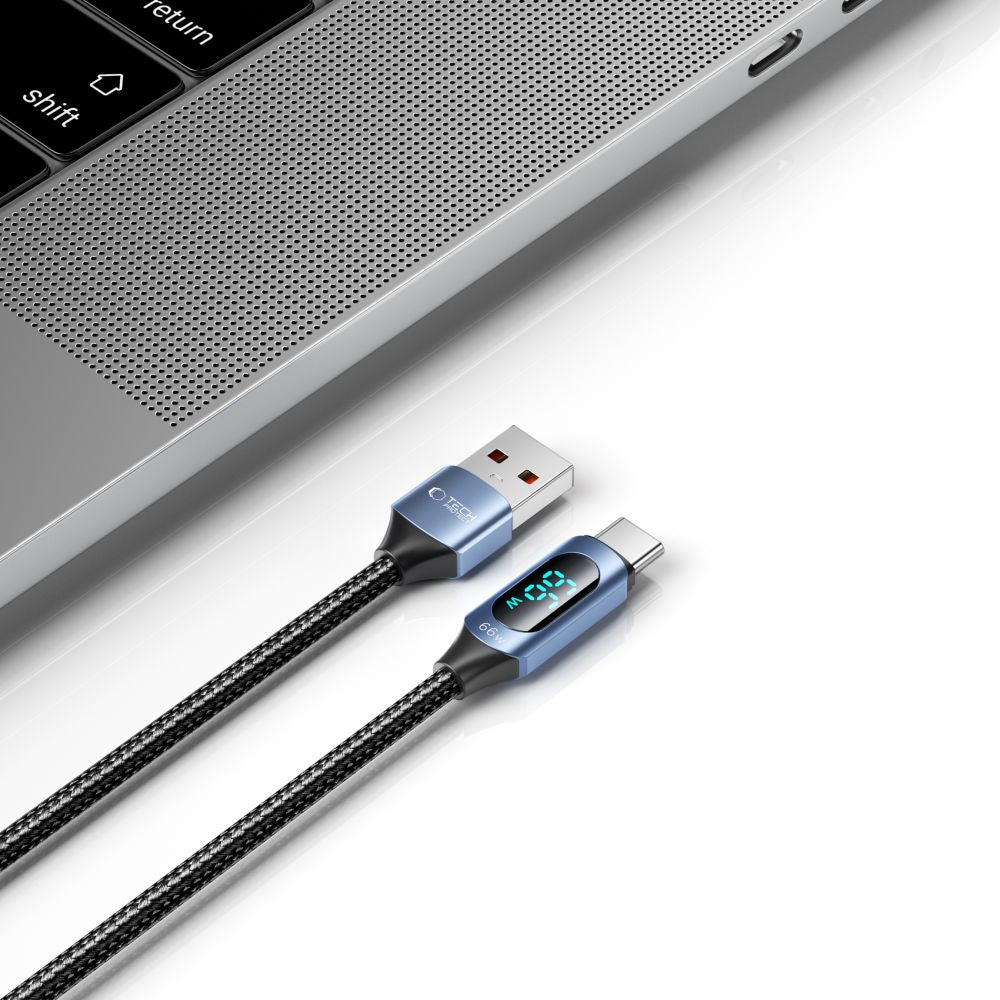 Data and Charging Cable USB-A - USB-C Tech-Protect Ultraboost LED, 66W, 1m, Blue