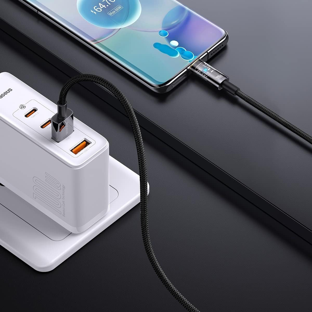 Kabl za Prenos Podataka i Punjenje USB-A - USB-C Baseus Explorer, 100W, 1m, Crni CATS000201