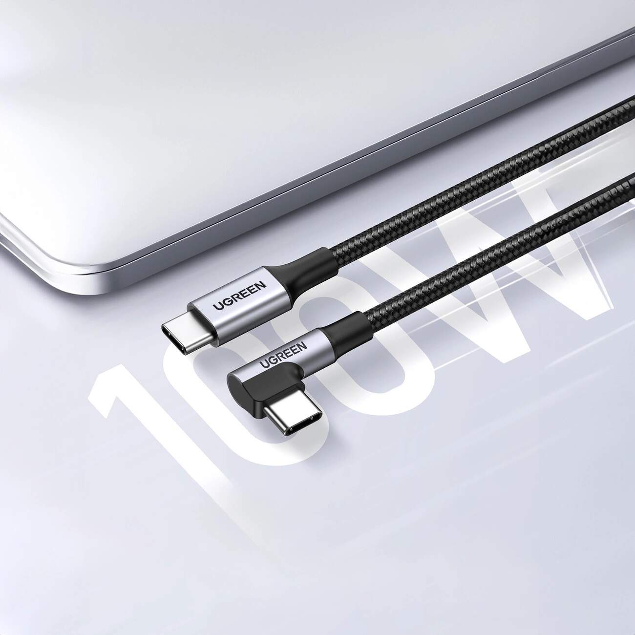 Kabel za Prijenos Podataka i Punjenje USB-C - USB-C UGREEN US334 Angled, 100W, 2m, Crni