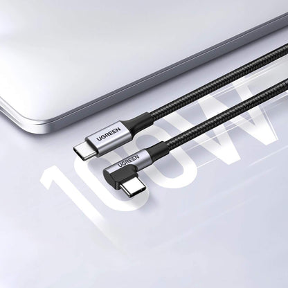 Kabel za Prijenos Podataka i Punjenje USB-C - USB-C UGREEN US334 Angled, 100W, 2m, Crni