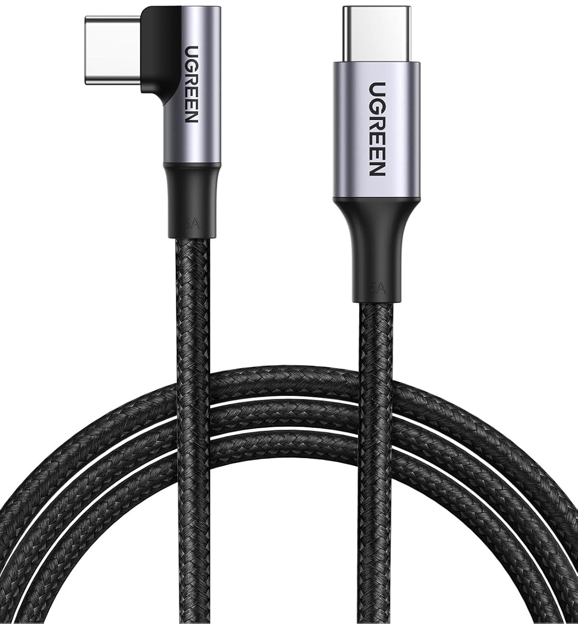 USB-C - USB-C UGREEN US334 Angled kabl za prenos podataka i punjenje, 100W, 1m, Crni