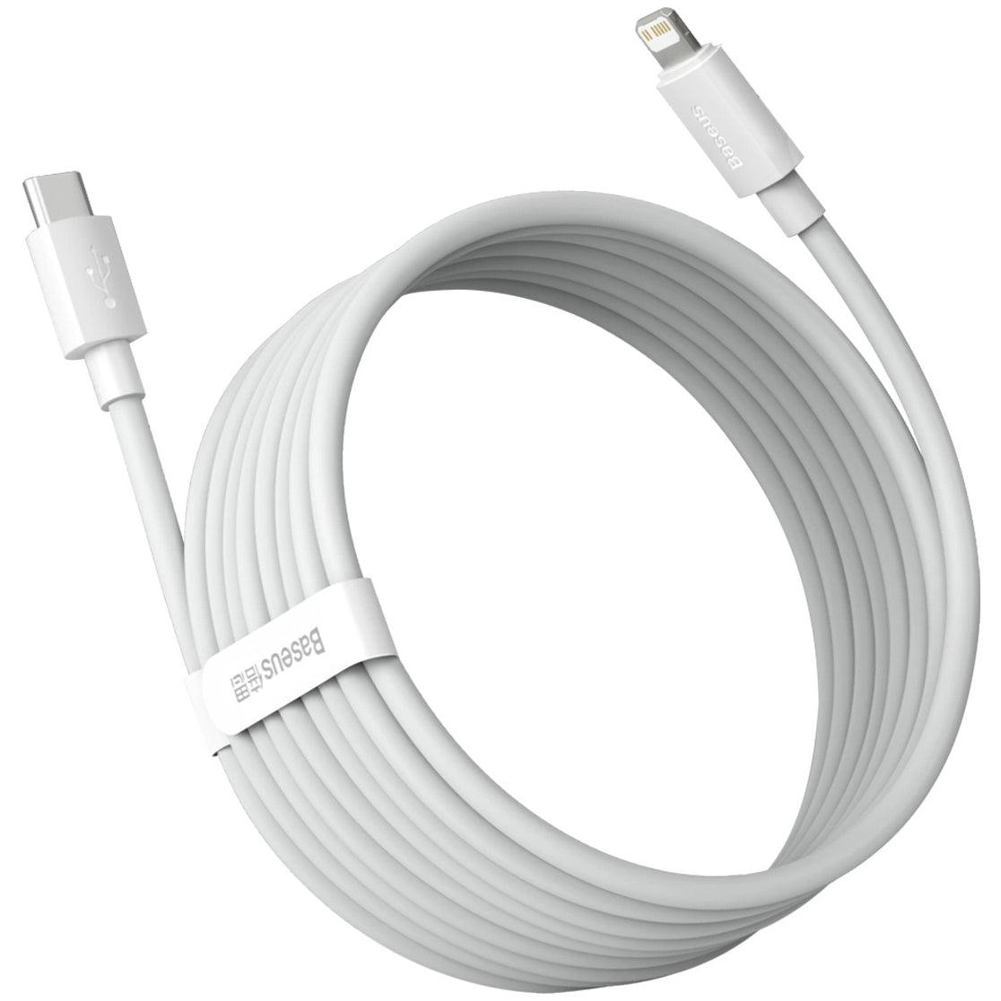 Data and Charging Cable USB-C - Lightning Baseus Simple Wisdom, 20W, 1.5m, Set 2 pieces, White 