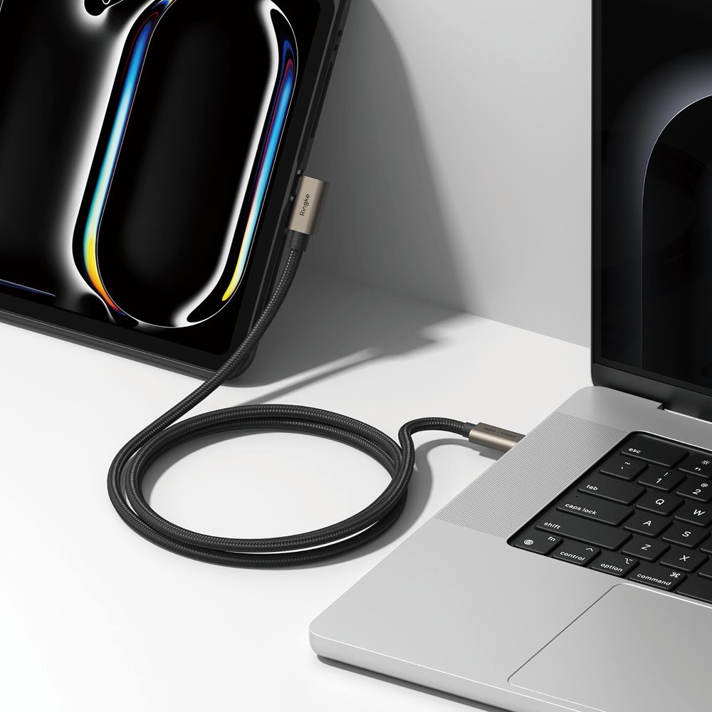 Kabl za prenos podataka i punjenje USB-C - USB-C Ringke 2X2 Angled, 240W, 2m, Crni