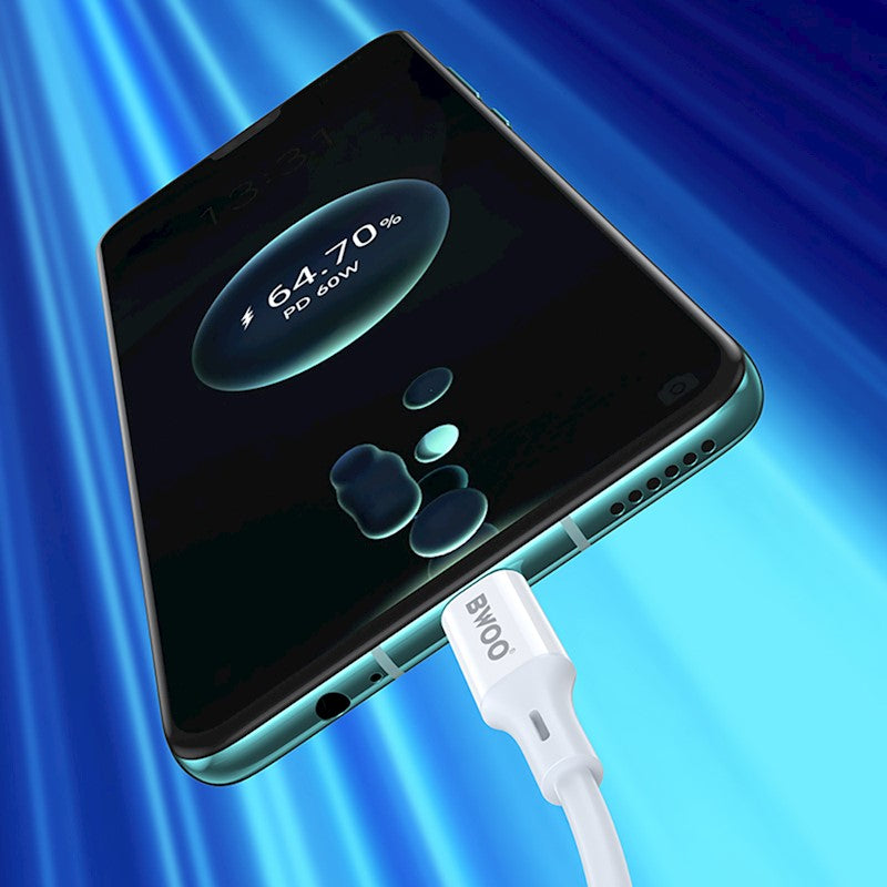Kabl za podatke i punjenje USB-C - USB-C BWOO X282, 60W, 1m, Bela
