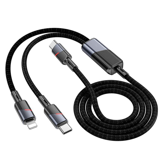 Kabl za podatke i punjenje USB-C - Lightning / USB-C HOCO U139 2u1, 100W, 1.2m, Crni